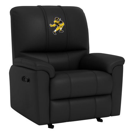 DreamSeat Black Rocker Recliner with Embroidered Iowa Hawkeyes Football Herky Logo