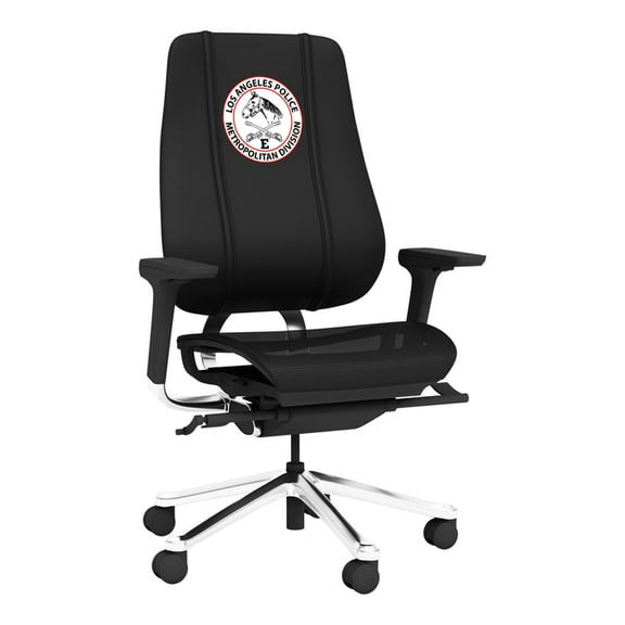 DreamSeat Phantomx Swivel Black Ergonomic Mesh Gaming Chair Embroidered LAPD Metropolitan Division Adjustable Arms Bottom