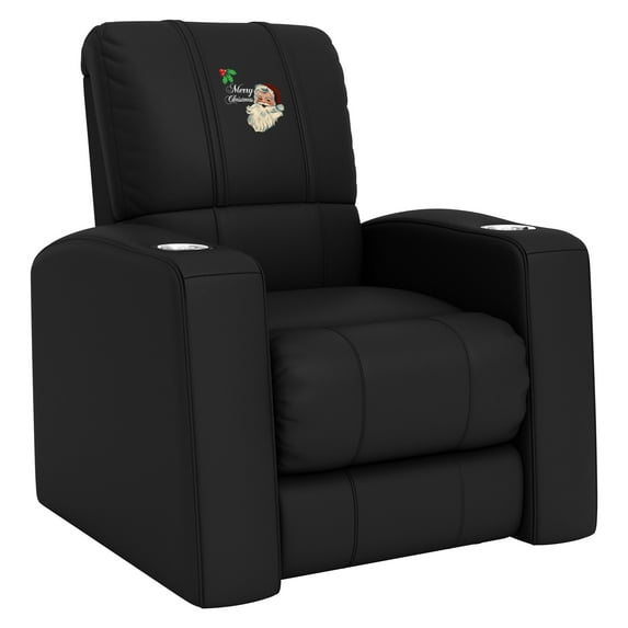 DreamSeat Relax Black Recliner Embroidered Santa Claus Merry Christmas Logo Stainless Steel Cupholders Head to Toe Support