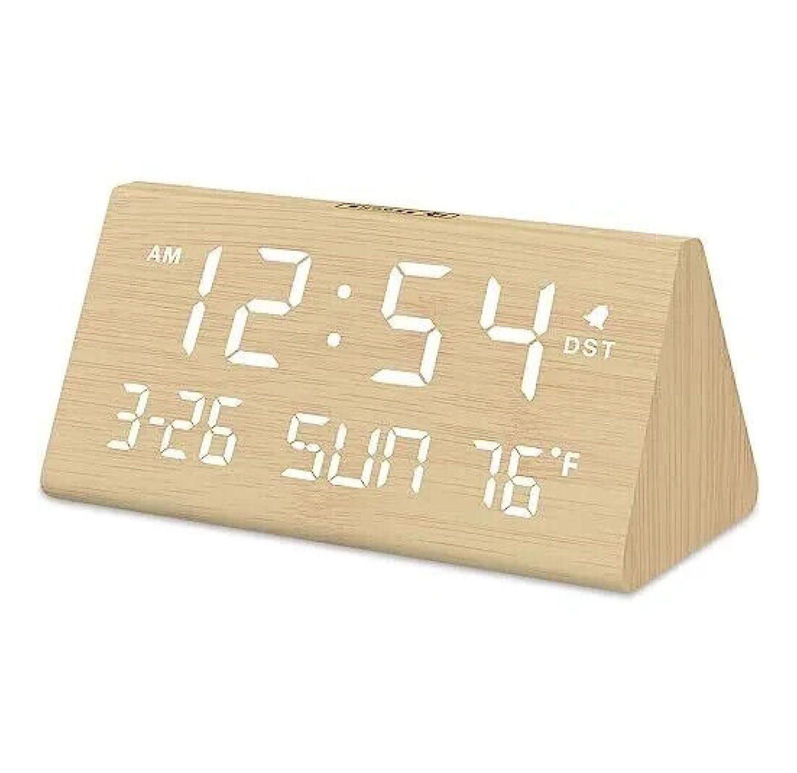 DreamSky Digital Alarm Clocks for Bedrooms Wooden Electric Clock with