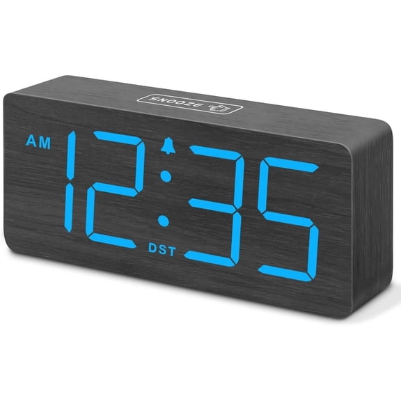 DreamSky Wooden Digital Alarm Clock for Bedroom - Desk Clocks for Living Room
