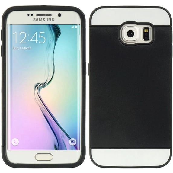 DreamWireless Hard Plastic/Soft TPU Rubber with Card Holder Slot Case Cover For Samsung Galaxy S6 Edge, Black