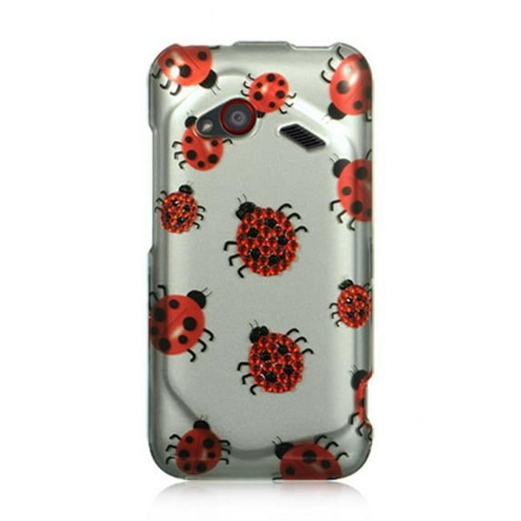 DreamWireless Rhinestone Diamond Bling Hard Snap-in Case Cover For HTC Droid Incredible (LTE version), Silver/Red