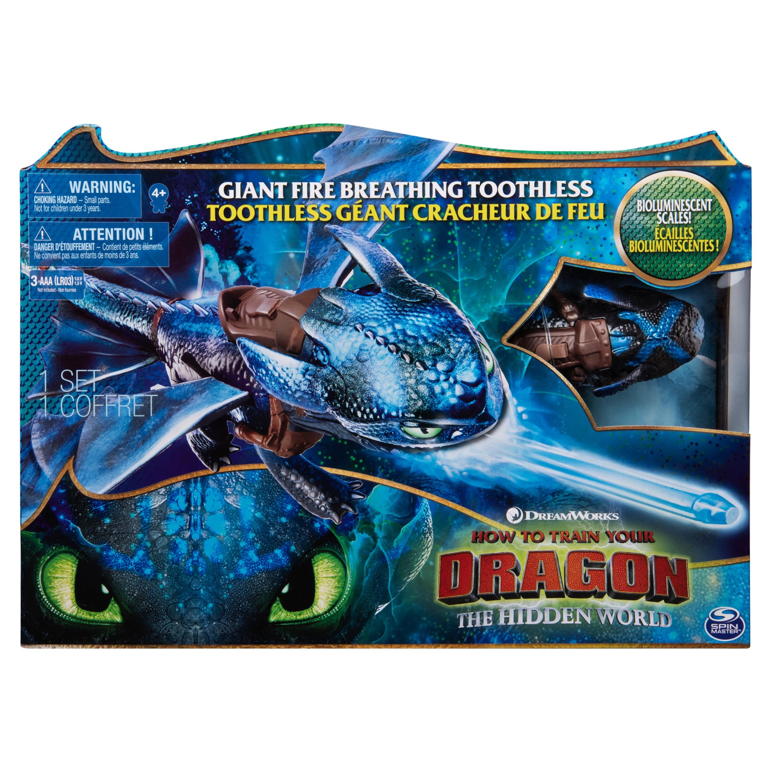 DreamWorks Dragons, Giant Fire Breathing Toothless Action Figure, 20-inch Dragon with Fire Breathing Effects - image 1 of 8