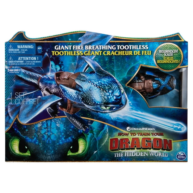 DreamWorks Dragons, Giant Fire Breathing Toothless Action Figure, 20-inch Dragon with Fire Breathing Effects