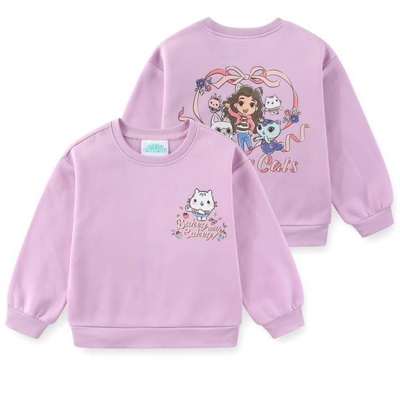 DreamWorks Gabby's Dollhouse Cakey Cat Crewneck Pullover Fleece Sweatshirt (Girls), Sizes 3T-7