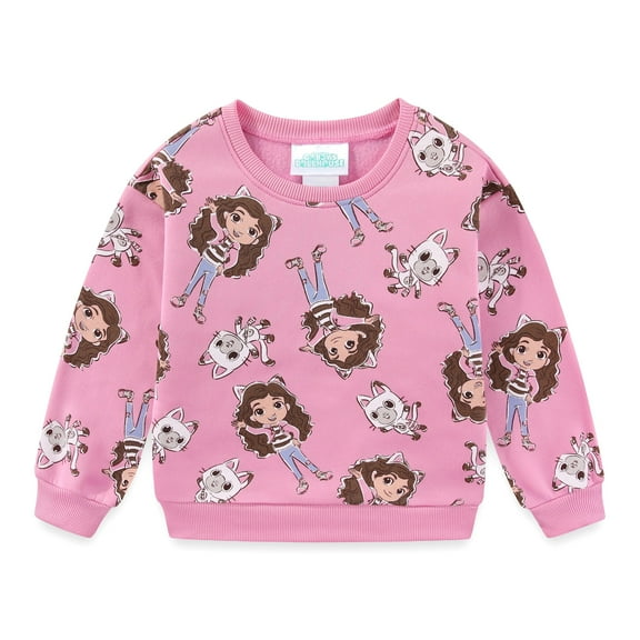 DreamWorks Gabby's Dollhouse Crewneck Pullover Fleece Sweatshirt (Girls), Sizes 3T-7