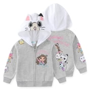 DreamWorks Gabbys Dollhouse Fleece Zip Up Hoodie with Ears Girls, Sizes 3T-10