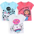 thumbnail image 1 of DreamWorks Gabby's Dollhouse Short Sleeve T-Shirt (Girls), 3 Pack, Sizes 4-7, 1 of 7