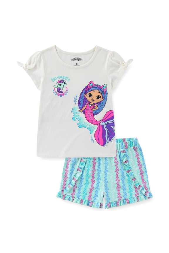 Gabby's Dollhouse Short Sleeve T-Shirt and Shorts Set (Girls), 2 Piece Set, Sizes 3T-10