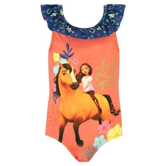 DreamWorks Girls Spirit Swimsuit Orange Sizes 3T-10