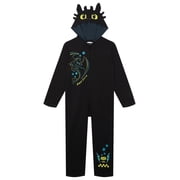 DreamWorks How to Train Your Dragon Little Kids' Boy or Girl Cosplay Hooded One Piece Coverall Toothless Charcoal