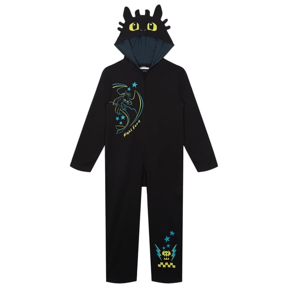 DreamWorks How to Train Your Dragon Toddler Boy or Girl Cosplay Hooded One Piece Coverall Toothless Charcoal