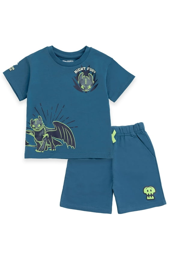 How to Train Your Dragon Toothless T-Shirt and French Terry Shorts Outfit Set Toddler to Big Kid