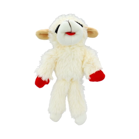 Multipet Plush Standing Floppy Lamb Chop Dog Toy with Squeaker, White, Small