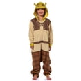 thumbnail image 1 of DreamWorks Shrek Boys' Ogre Character 3D Face Ears Hooded 1 Piece Sleep Union Suit Footless Pajama For Kids Loungewear, 1 of 7