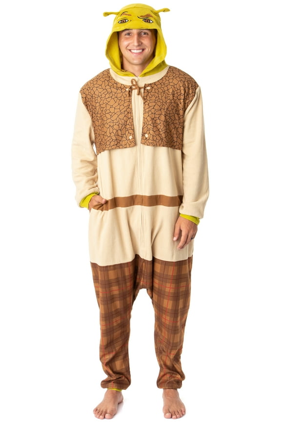 Shrek Men's Hooded One Piece Union Suit Pajama Lounge Costume Kigurumi Sleepwear