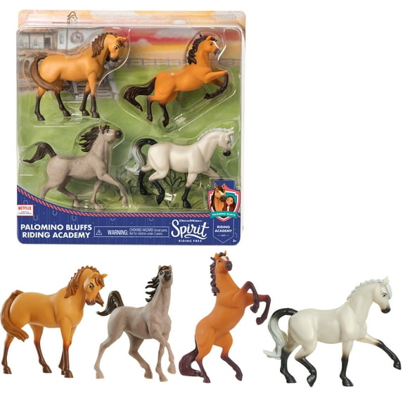 DreamWorks Spirit Riding Free Collectible Horse 4-Pack – Palomino Bluffs Riding Academy, Kids Toys for Ages 3 Up, Gifts and Presents