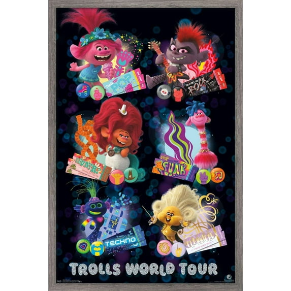 DreamWorks Trolls 2 - Grid Wall Poster, 14.725" x 22.375", Framed