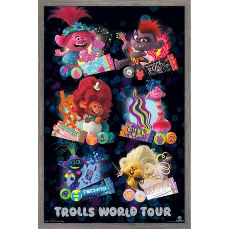 DreamWorks Trolls 2 - Grid Wall Poster, 22.375" x 34", Framed