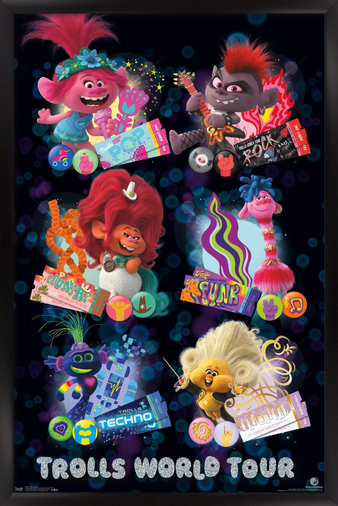 DreamWorks Trolls 2 - Grid Wall Poster, 22.375" x 34", Framed
