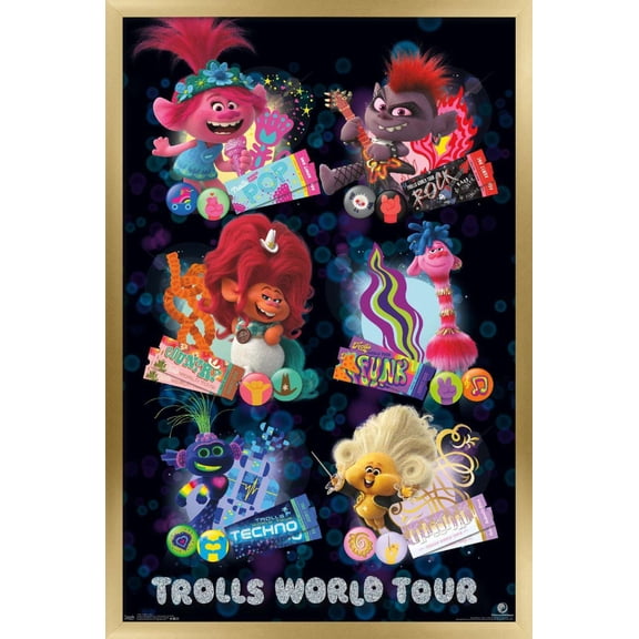 DreamWorks Trolls 2 - Grid Wall Poster, 22.375" x 34", Framed