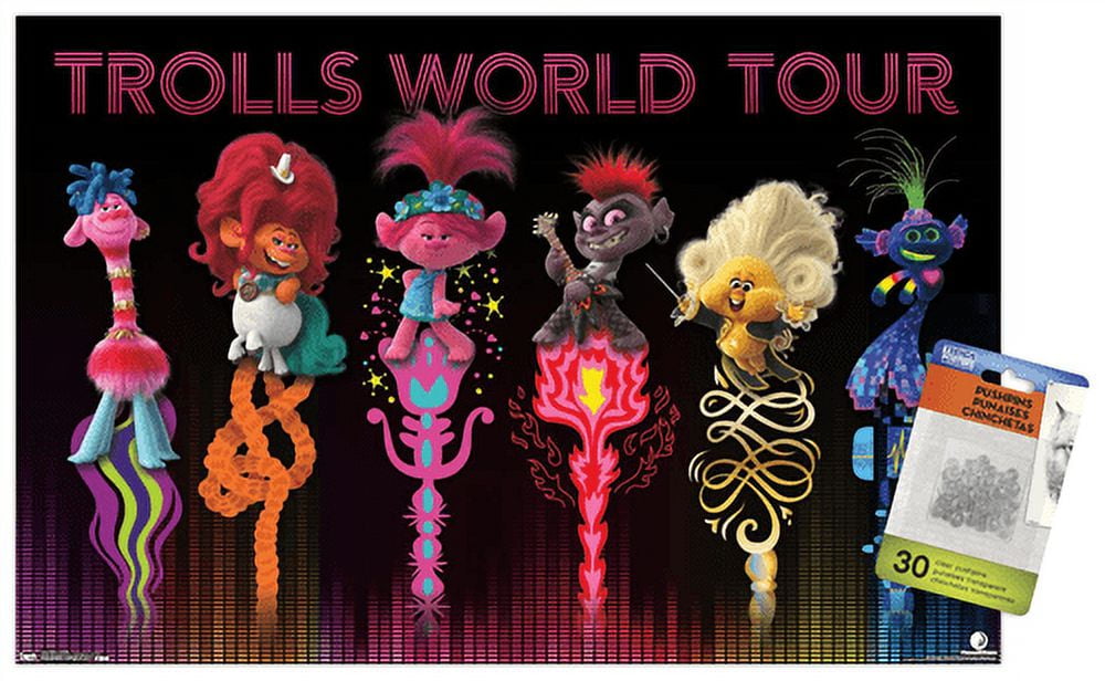 Garty TRL26 Dreamworks Trolls Push-Lampe – 14 Cm, Original Lizenziert, Druck-Licht