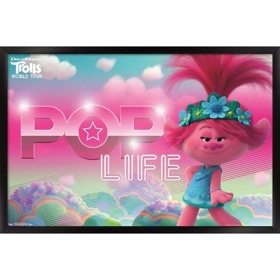 DreamWorks Trolls 2 - Pop Life Wall Poster, 14.725" x 22.375", Framed