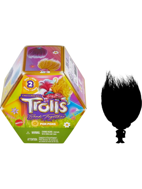 DreamWorks Trolls Band Together Rainbow Pom Poms Keychains with Surprise Mini Doll, Rainbow Series 2