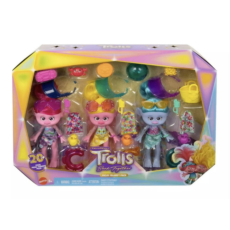 Mattel DreamWorks Trolls Band Together Vacay Island 3-Doll Playset