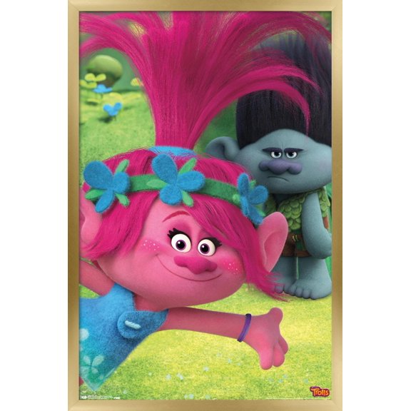DreamWorks Trolls - Fun Wall Poster, 14.725" x 22.375", Framed