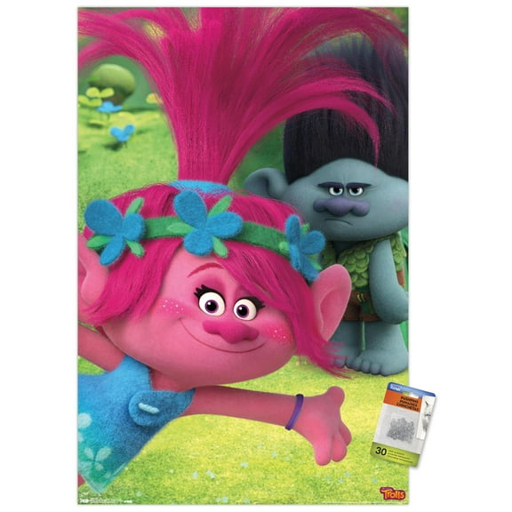 DreamWorks Trolls - Fun Wall Poster with Push Pins, 22.375" x 34"