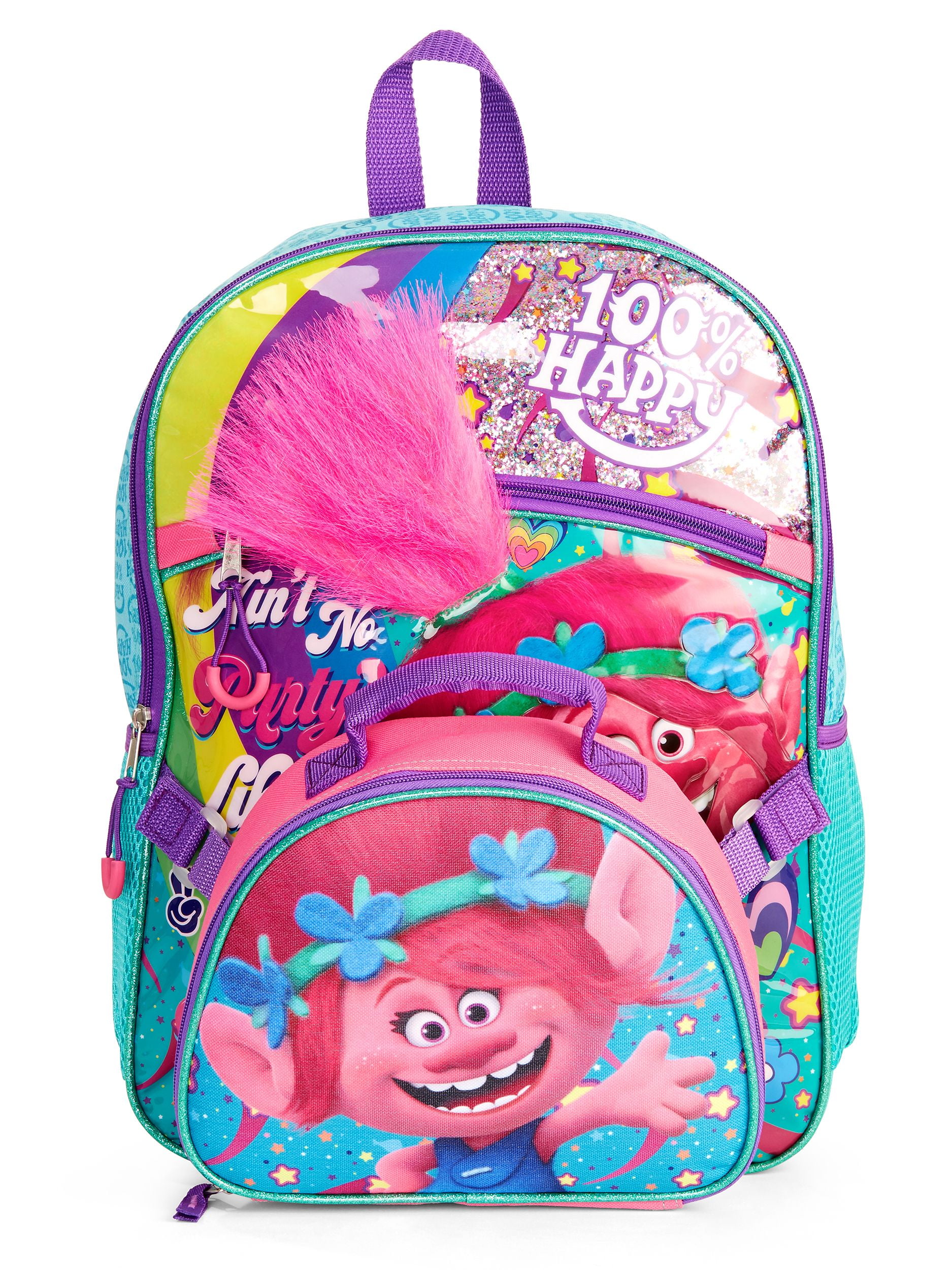 Dreamworks Trolls 100% Happy Backpack with Lunchbox, School Bookbag Se –  Trends Elite