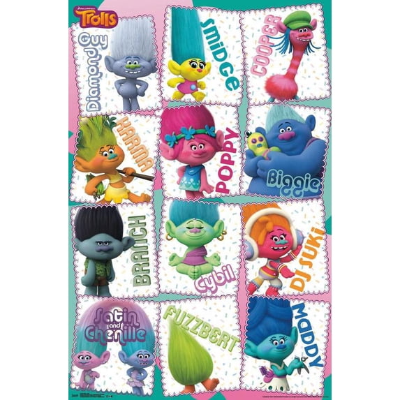 DreamWorks Trolls - Grid Wall Poster, 22.375" x 34"