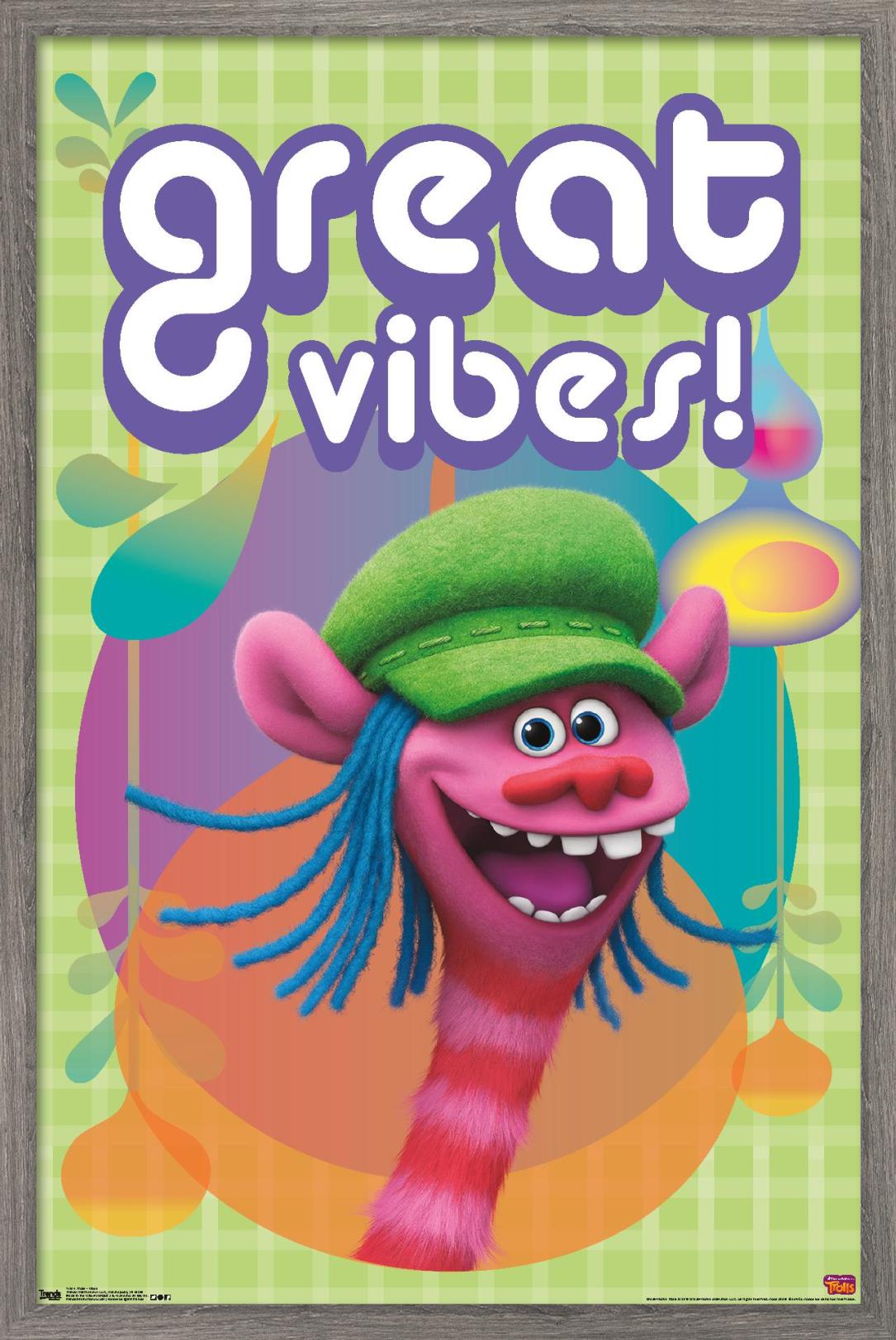 DreamWorks Trolls - Vibes Wall Poster, 14.725" x 22.375", Framed