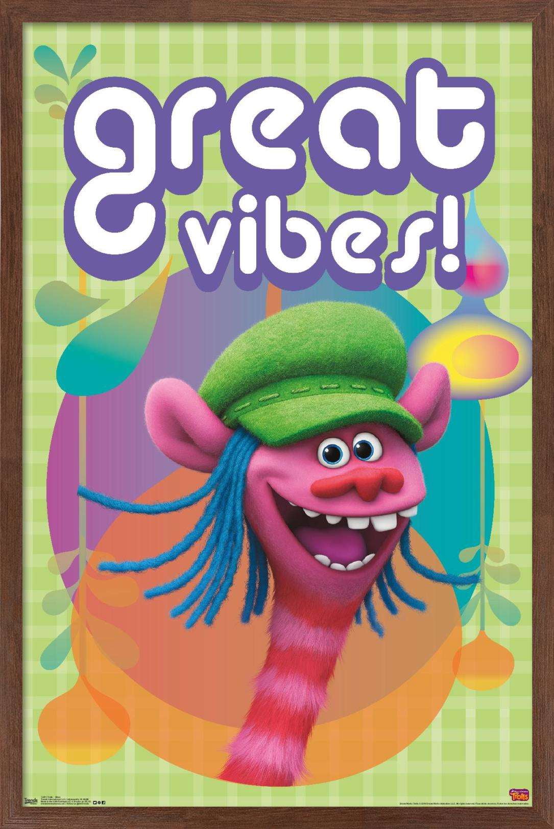 DreamWorks Trolls - Vibes Wall Poster, 14.725" x 22.375", Framed