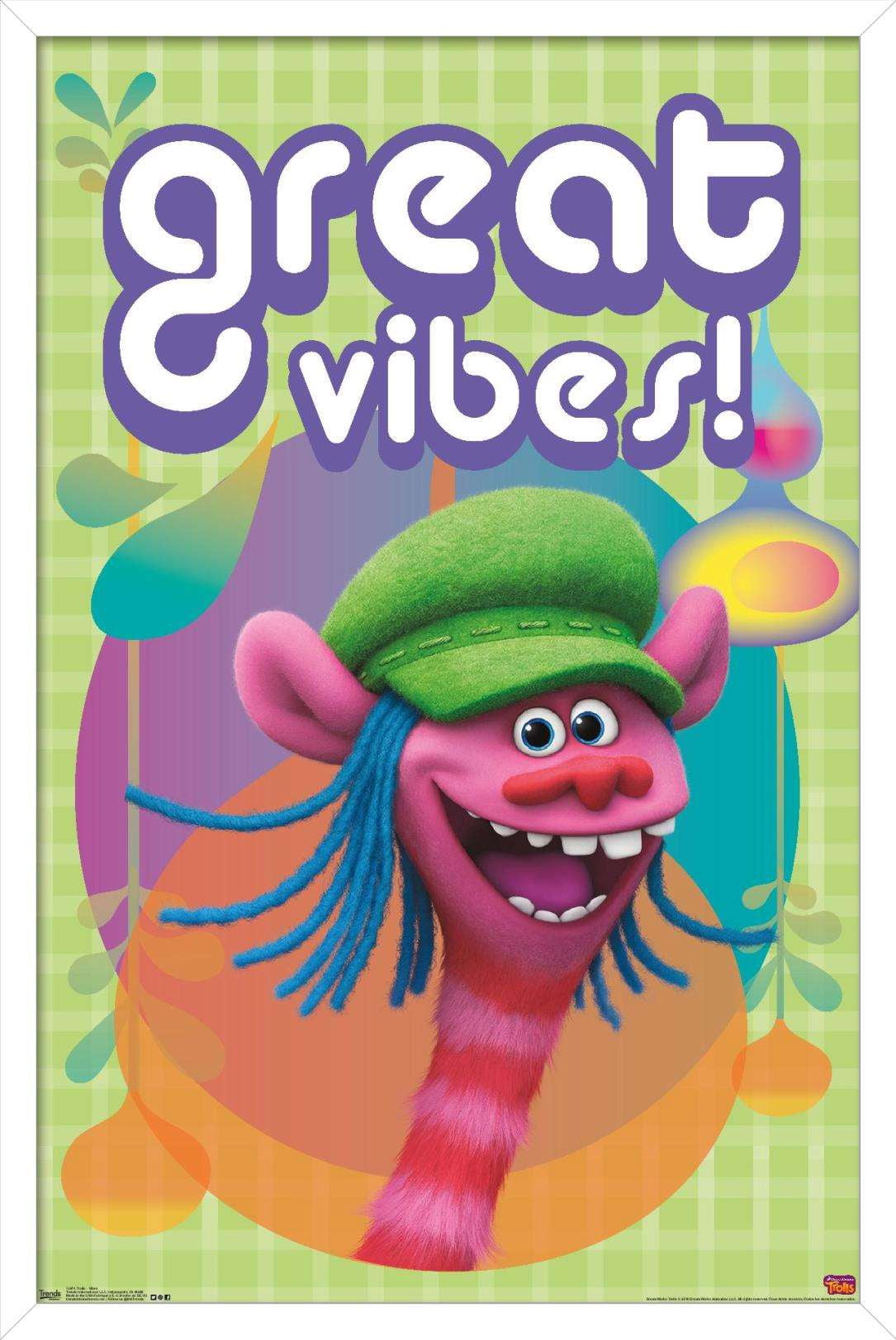 DreamWorks Trolls - Vibes Wall Poster, 14.725" x 22.375", Framed