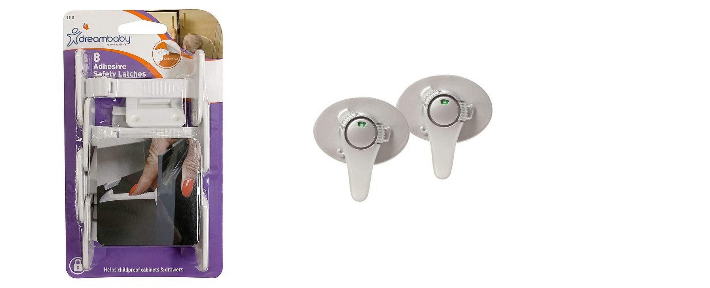 Dreambaby Adhesive Safety Latches for Drawers & White, Count