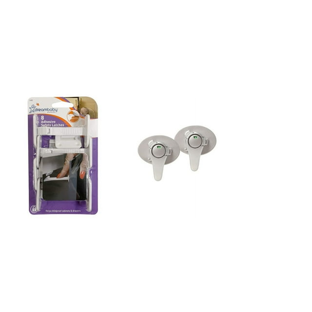 Dreambaby Adhesive Safety Latches for Drawers & White, Count