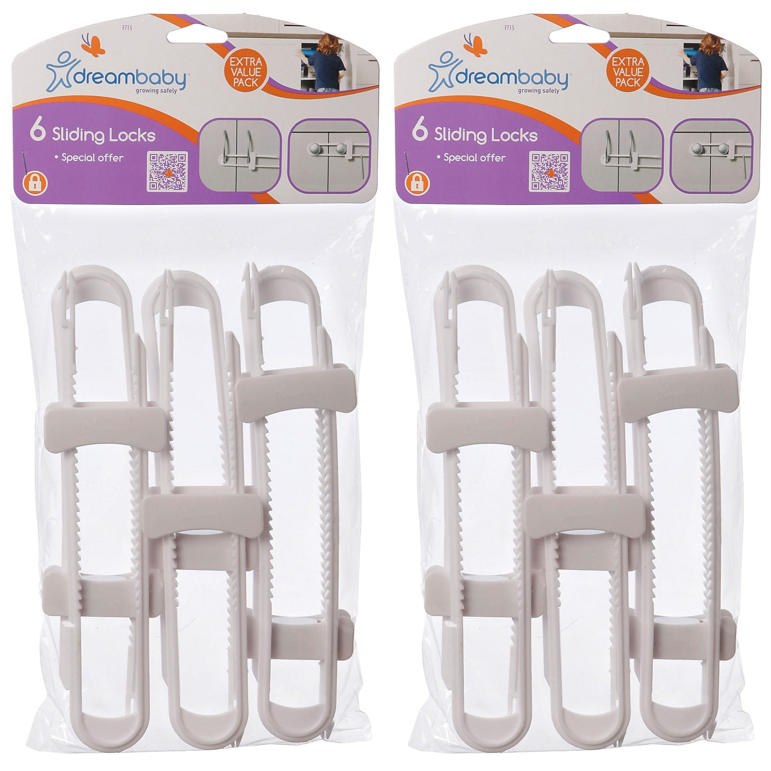 Dreambaby Cabinet Sliding Locks 6 Per Pack 2 Packs (DB-L715-2)