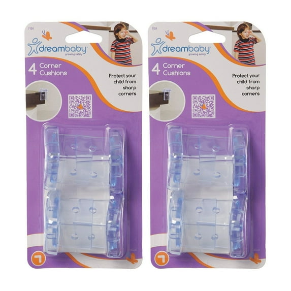 Dreambaby Corner Cushions Safety Baby Proofing Plastic 4 Count, Clear, 2 Pack