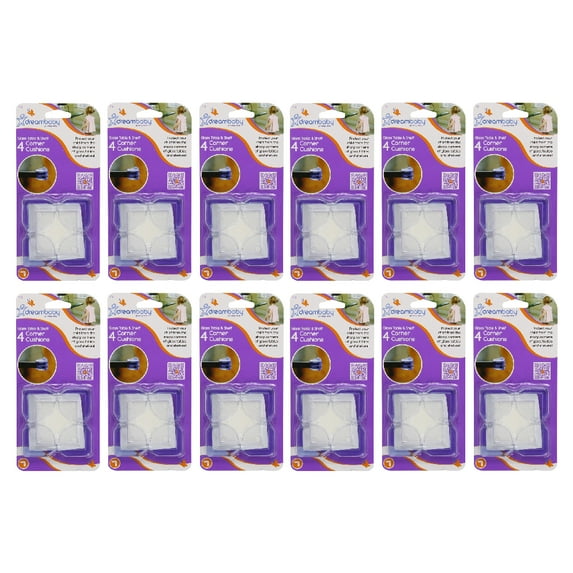 Dreambaby Glass Table and Shelf Corner Cushions Guards 4 Count Adhesive Clear, 12-Pack