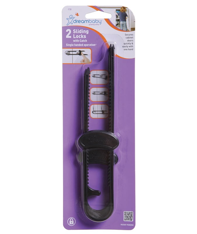 Dreambaby L728 Slide Locks, Black, Plastic