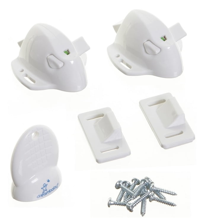 Dreambaby White Plastic Adhesive Locks 2 pk