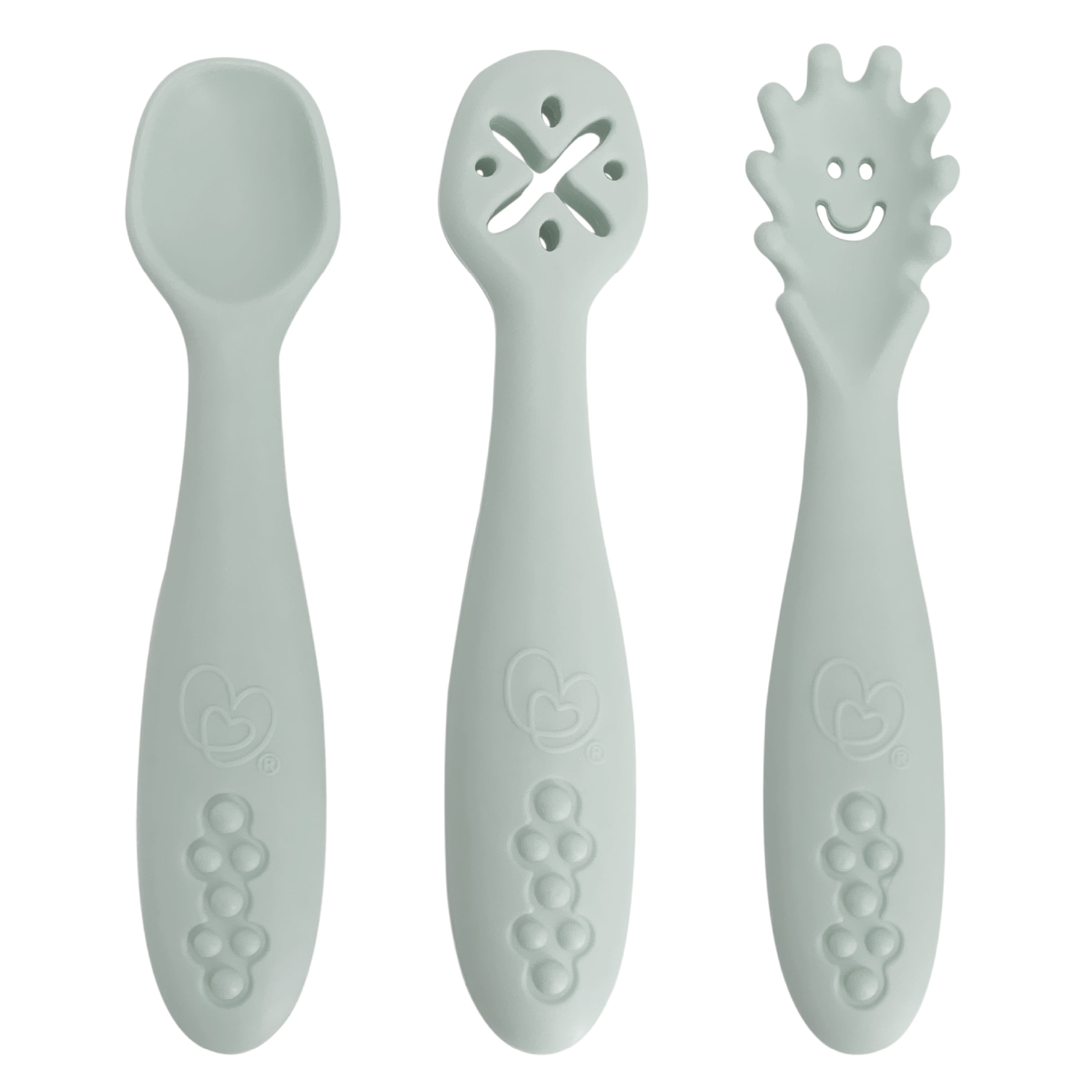 Dreambaby Scoop Mash and Twist Silicone Baby Spoon Set - 3 Stage Toddler Utensils for Baby Led Weaning - Soft Chew Training Spoons