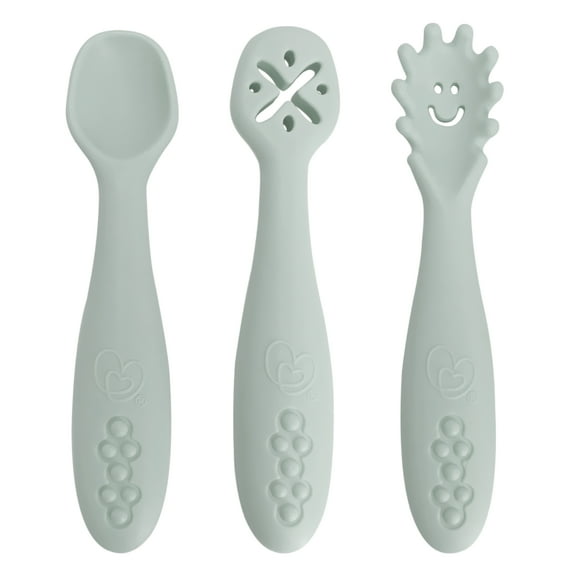 Dreambaby Scoop Mash and Twist Silicone Baby Spoon Set - 3 Stage Toddler Utensils for Baby Led Weaning - Soft Chew Training Spoons