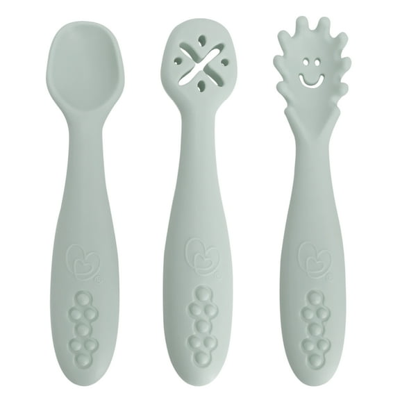 Dreambaby Scoop Mash and Twist Silicone Baby Spoon Set - 3 Stage Toddler Utensils for Baby Led Weaning - Soft Chew Training Spoons