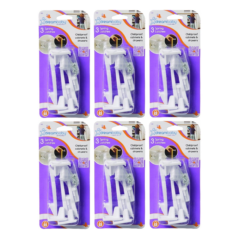 Dreambaby Spring Latches Drawer Baby Proof 3 Count Plastic