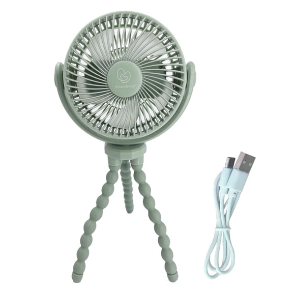 Dreambaby Stroller Fan for Baby - USB Rechargeable 3 Speed Clip-On Fan | 360 Rotating Head - Smart Grip Tripod Legs - For Desk, Gym, Car Seat