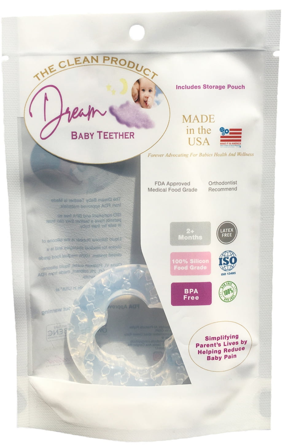 Dreambaby Teether for Baby, Natural Teething Toy Babies Love, No BPA, No Salt. Made in the USA